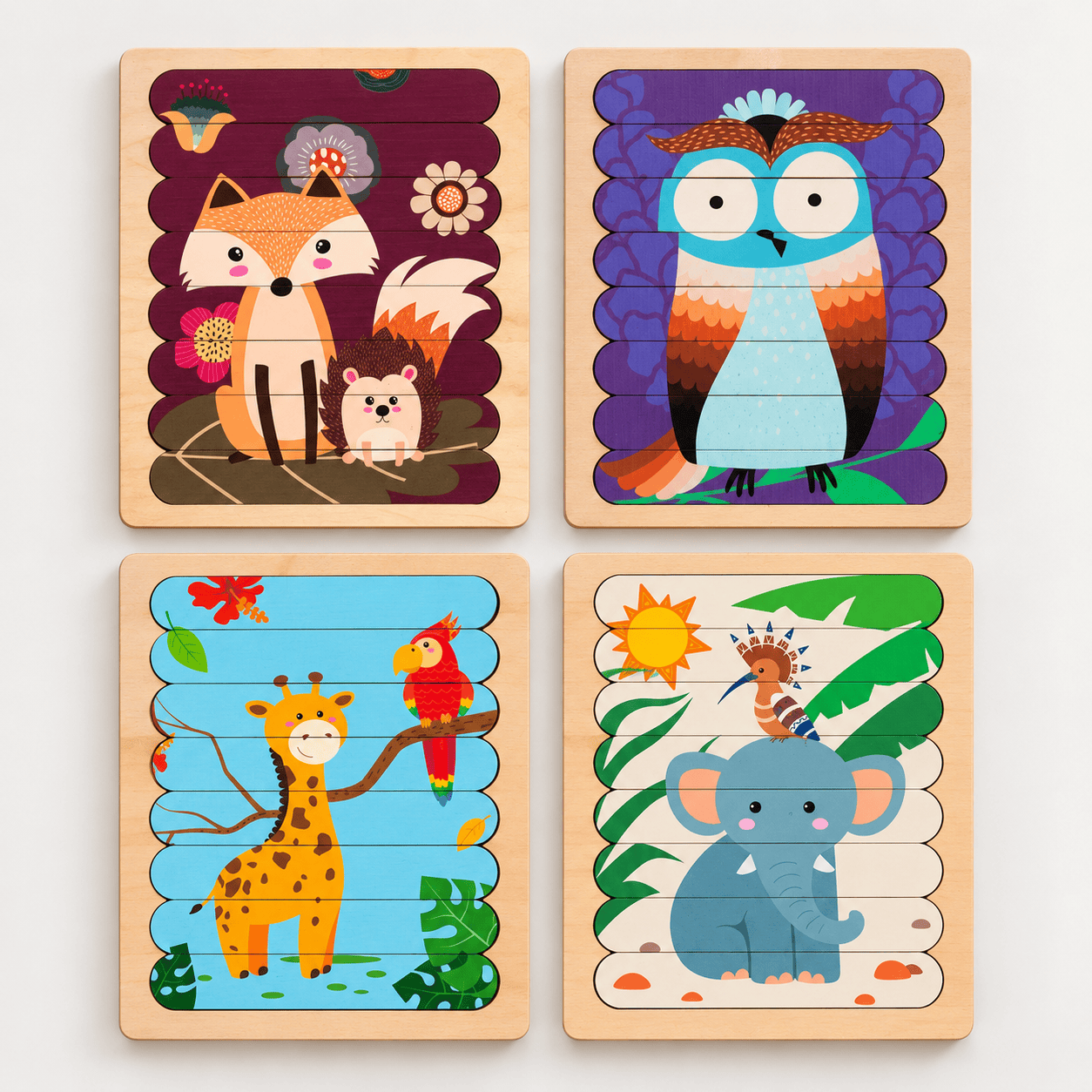 Four Whimsical Animal Puzzle Boards (1)
