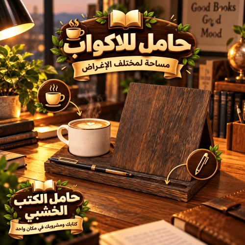 حامل الكتب الخشبي ومشروبك уютуют (1) حامل الكتب الخشبي ومشروبك уютуют (1)